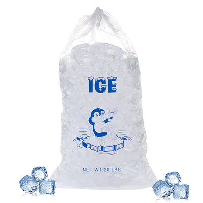 qualidade  20lb LDPE Durable Plastic Ice Bags Heat seal With Drawstring Closure fábrica
