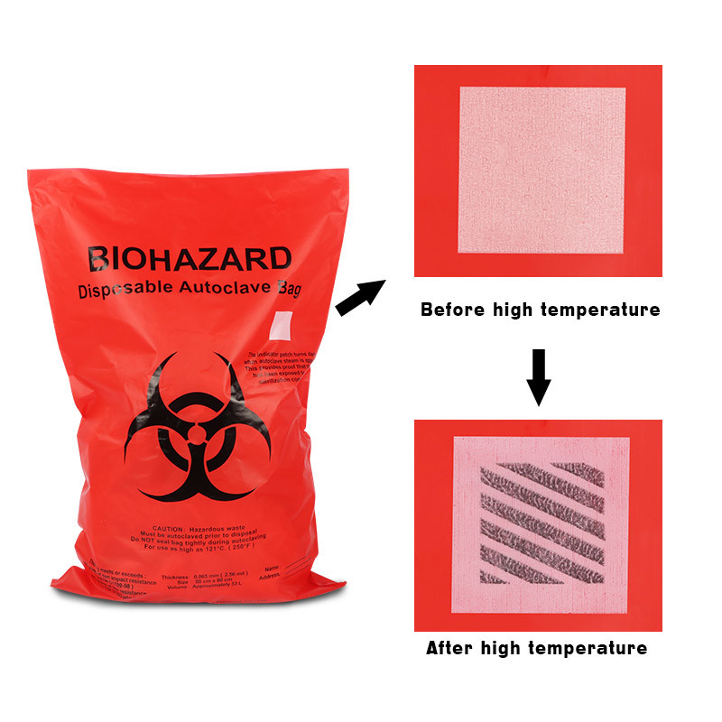 Sacos de plástico amarelos vermelhos do Biohazard da autoclave para o saco clínico do desperdício do hospital, saco médico do desperdício