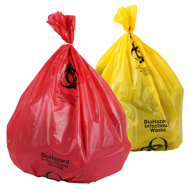 Forros plásticos do desperdício Biohazard médico vermelho/amarelo da boa qualidade
