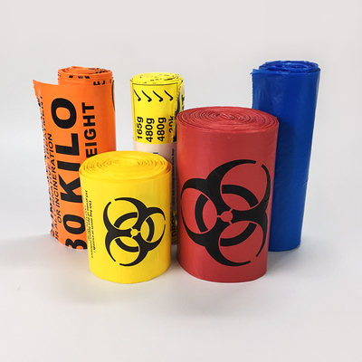 Saco infeccioso imprimindo feito sob encomenda do desperdício do Biohazard plástico no rolo