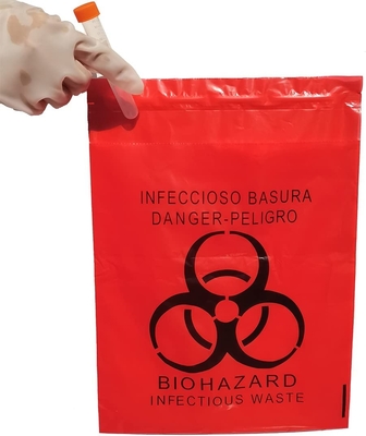 Vara do LDPE em sacos de eliminação do Biohazard, sacos de eliminação de resíduos médicos