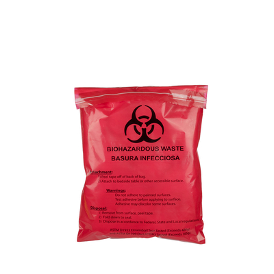 Convinent 2 sacos do desperdício de Mil Stick-On Biohazard Red Medical 28 x 38 Cm
