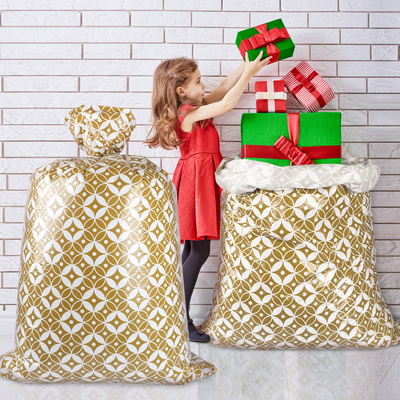 Teste padrão feito sob encomenda do ouro saco atual plástico enorme de 56 polegadas para Chirstmas