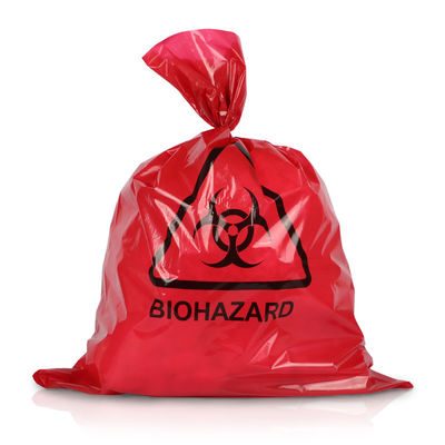 HDPE médico vermelho feito sob encomenda do LDPE dos sacos 65MIC do desperdício da autoclave ISO9001