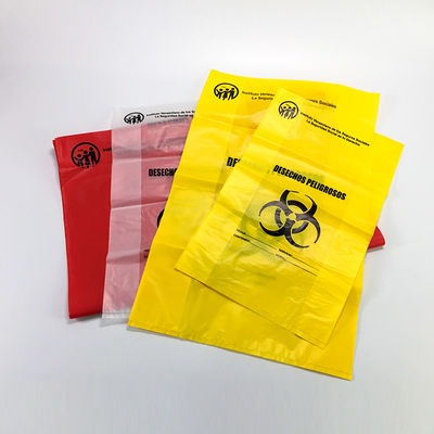 Saco descartável da autoclave do Biohazard do HDPE, sacos de eliminação de resíduos médicos amarelos