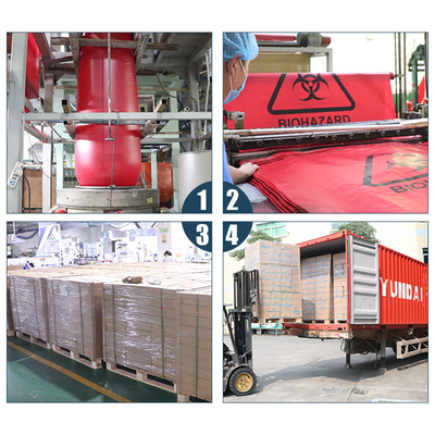 Alto densidade infeccioso do saco do desperdício do Biohazard do isolamento vermelho 17 mícrons de galão de 40-45
